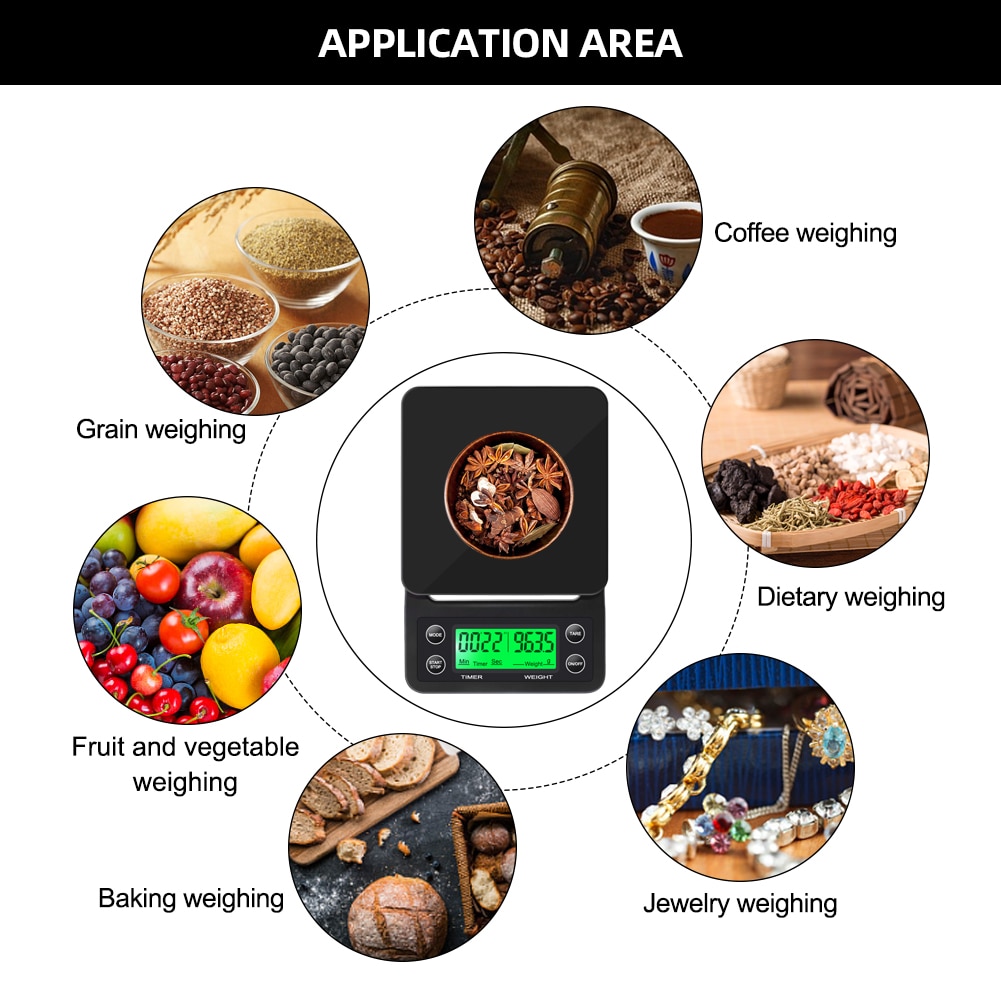 Portable Electronic LCD Coffee Scale with Timer