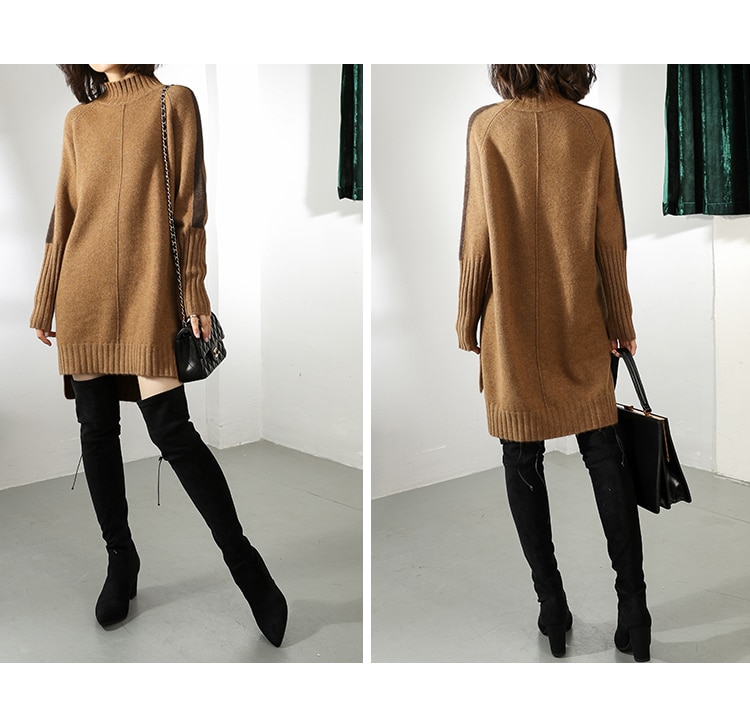 Women's Contrast Sleeve Knitted Dress