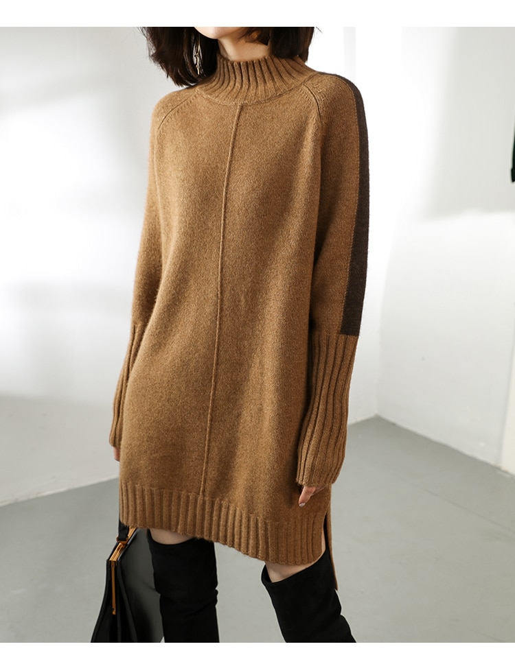 Women's Contrast Sleeve Knitted Dress
