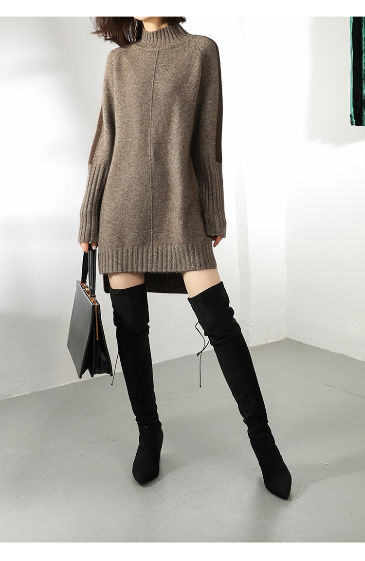 Women's Contrast Sleeve Knitted Dress