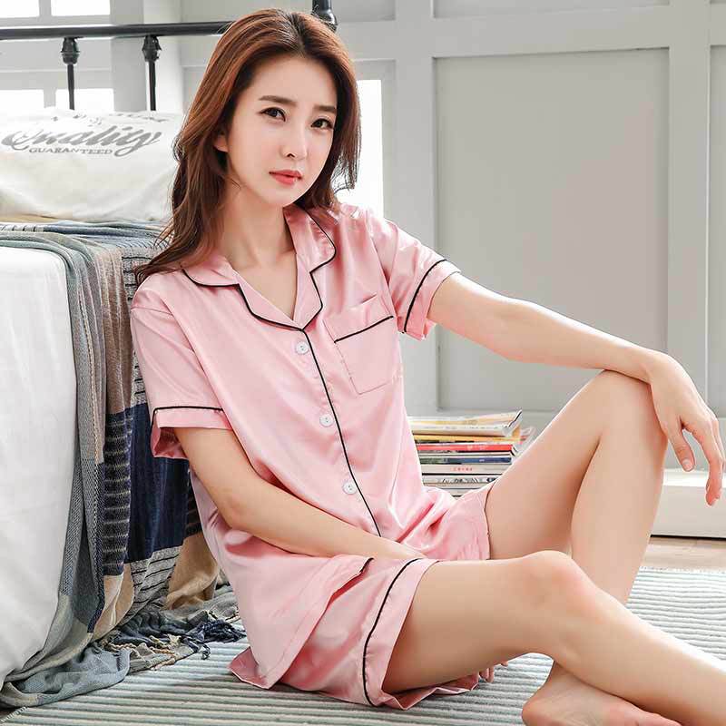 Women's Silk Solid Color Pajama Set Women's Silk Solid Color Pajama Set