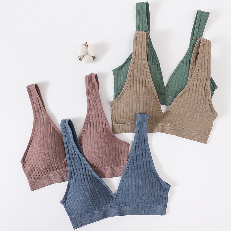 Women's Ribbed Fabric Seamless Bra