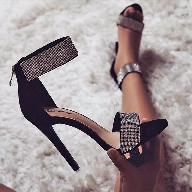 Women's Fashion Crystal Patterned High Heels