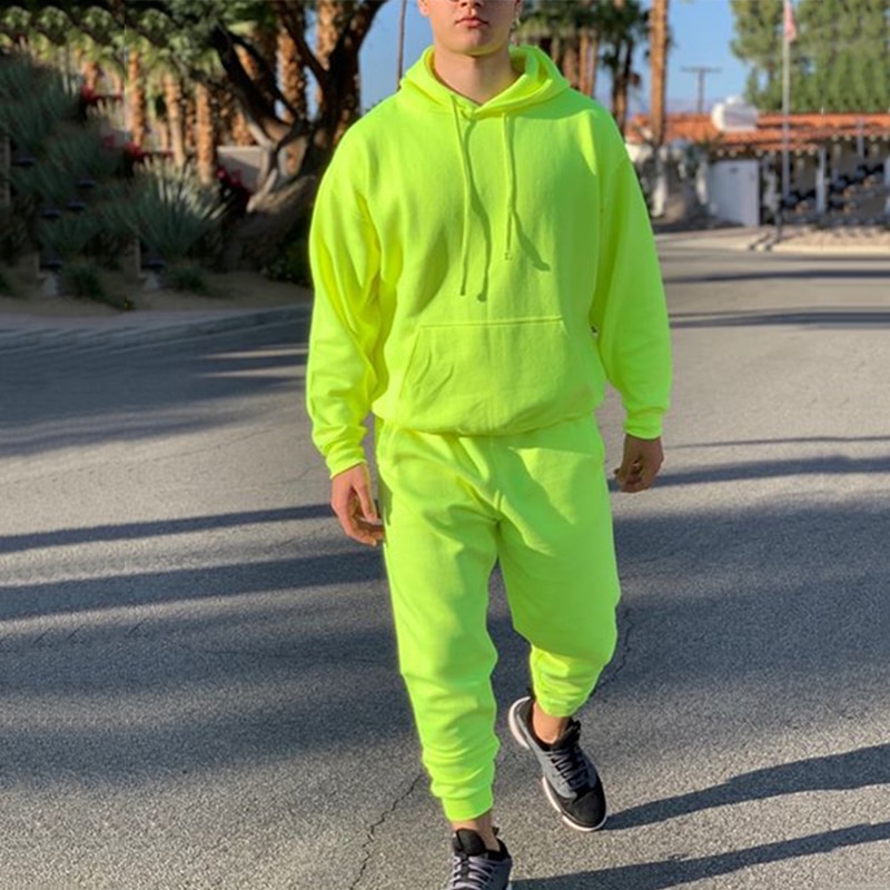 Men's Neon Tracksuit 2 Pieces Set