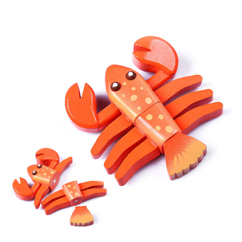 Montessori Educational Seafood Shape Wooden Kitchen Toys Set