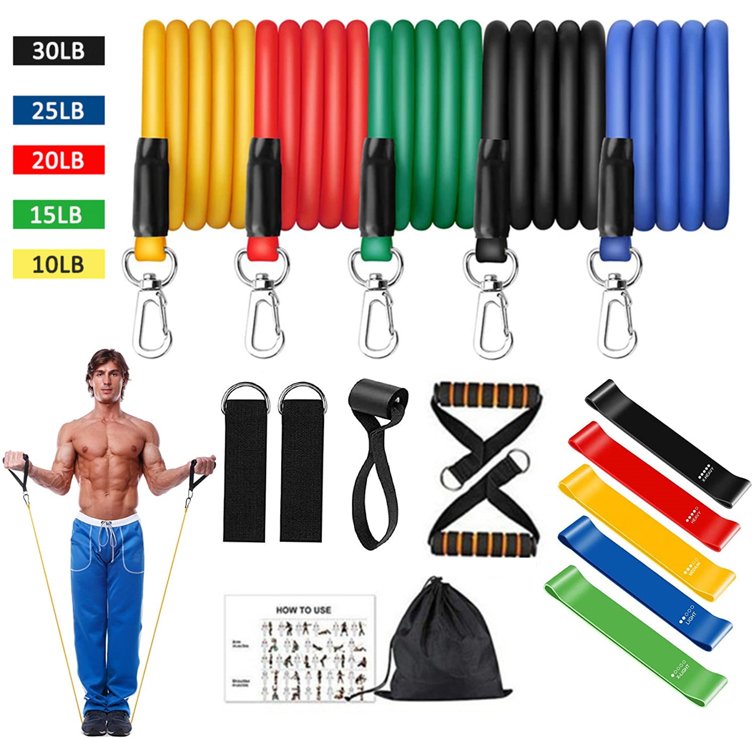 Elastic Resistance Fitness Bands Set Elastic Resistance Fitness Bands Set