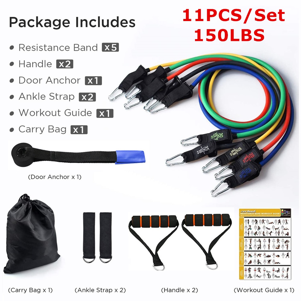 Elastic Resistance Fitness Bands Set Elastic Resistance Fitness Bands Set