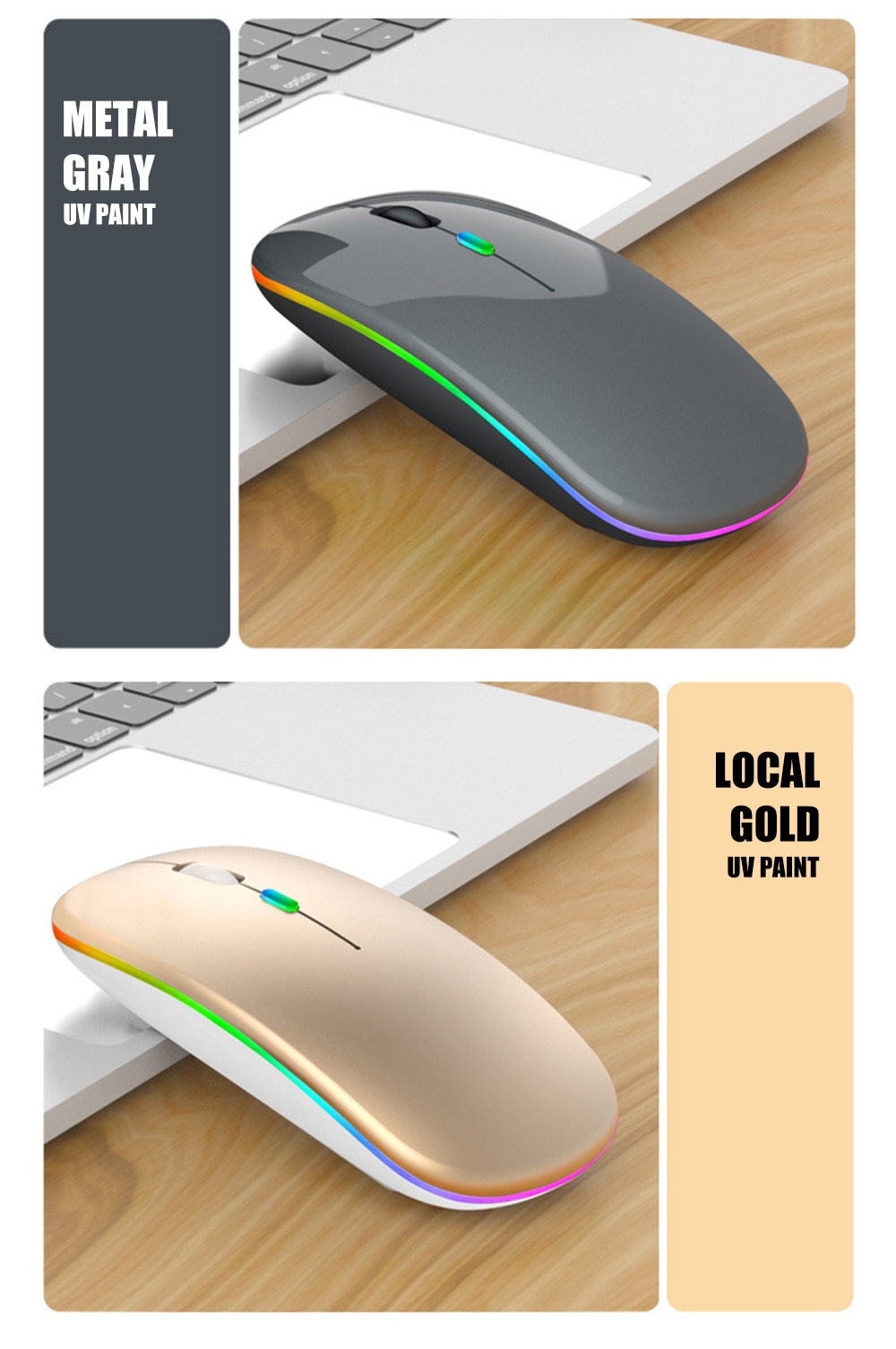 Wireless Rainbow LED Flat Ergonomic Mouse Wireless Rainbow LED Flat Ergonomic Mouse