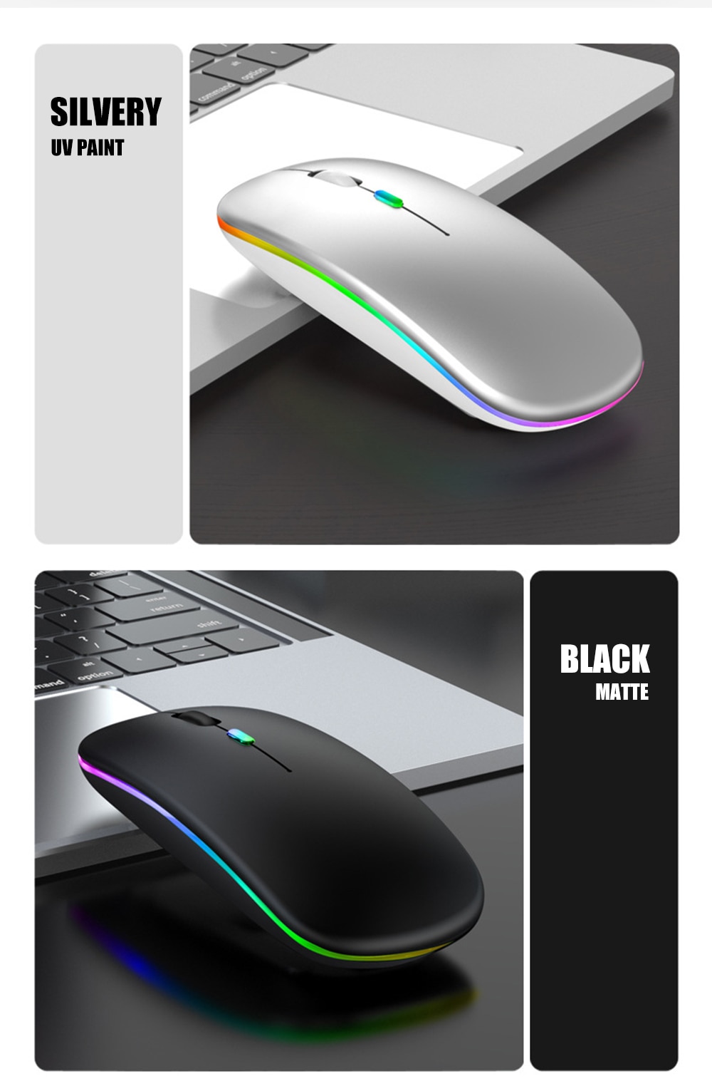 Wireless Rainbow LED Flat Ergonomic Mouse Wireless Rainbow LED Flat Ergonomic Mouse