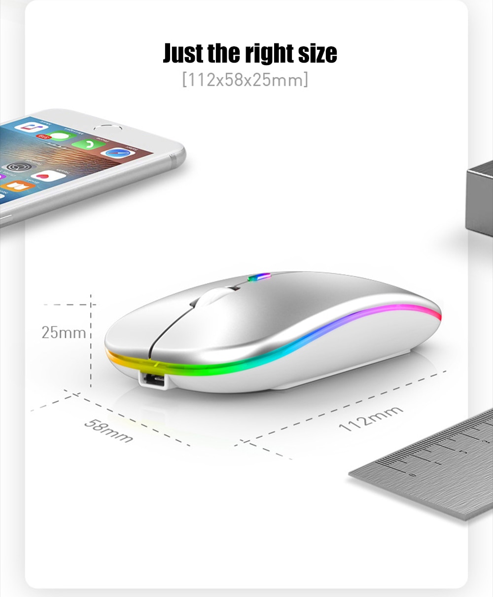 Wireless Rainbow LED Flat Ergonomic Mouse Wireless Rainbow LED Flat Ergonomic Mouse