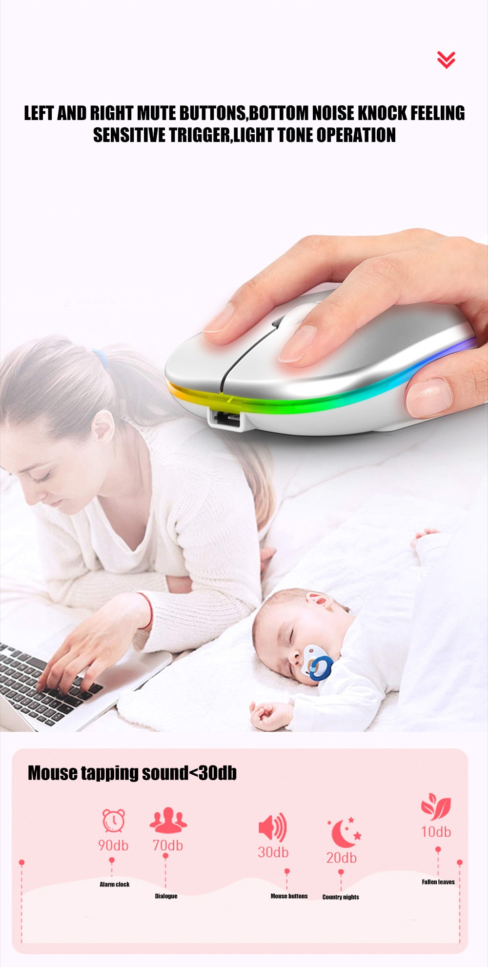 Wireless Rainbow LED Flat Ergonomic Mouse Wireless Rainbow LED Flat Ergonomic Mouse