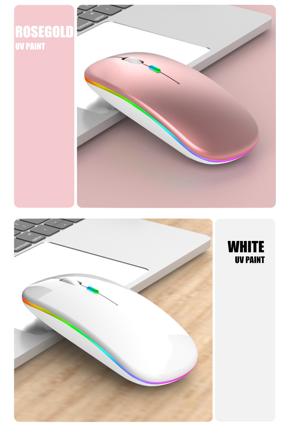 Wireless Rainbow LED Flat Ergonomic Mouse Wireless Rainbow LED Flat Ergonomic Mouse