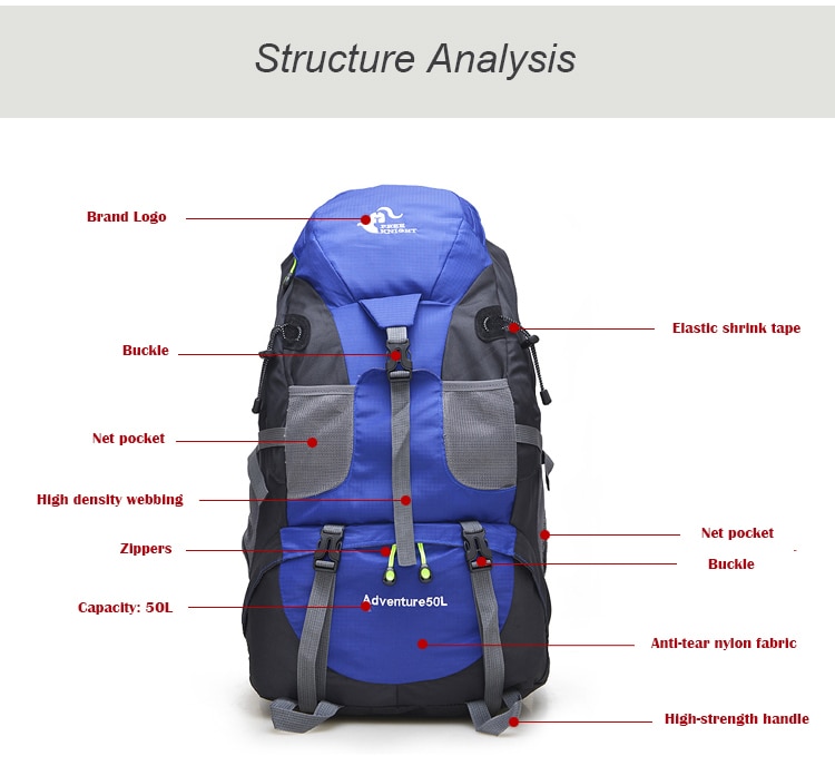 50L Waterproof Camping Backpack