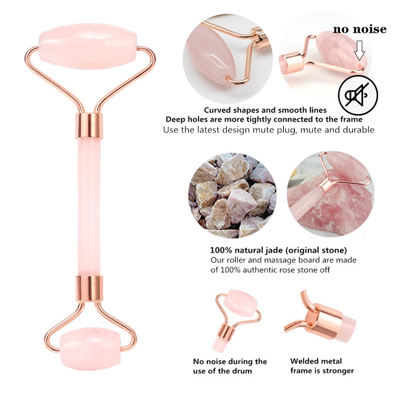 Rose Quartz Roller Massager for Face-Lifting