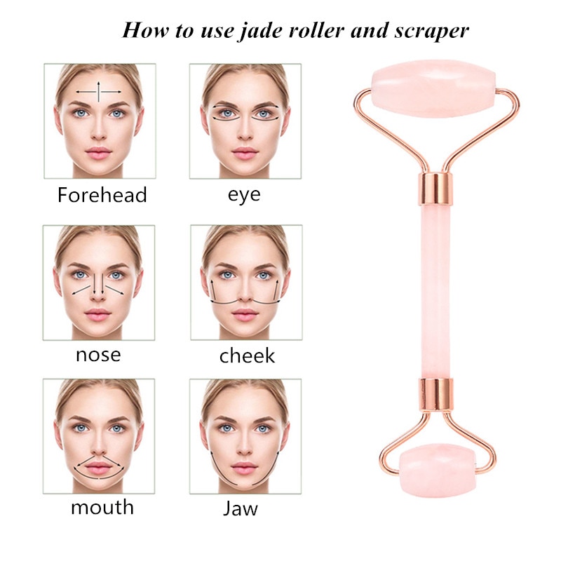 Rose Quartz Roller Massager for Face-Lifting