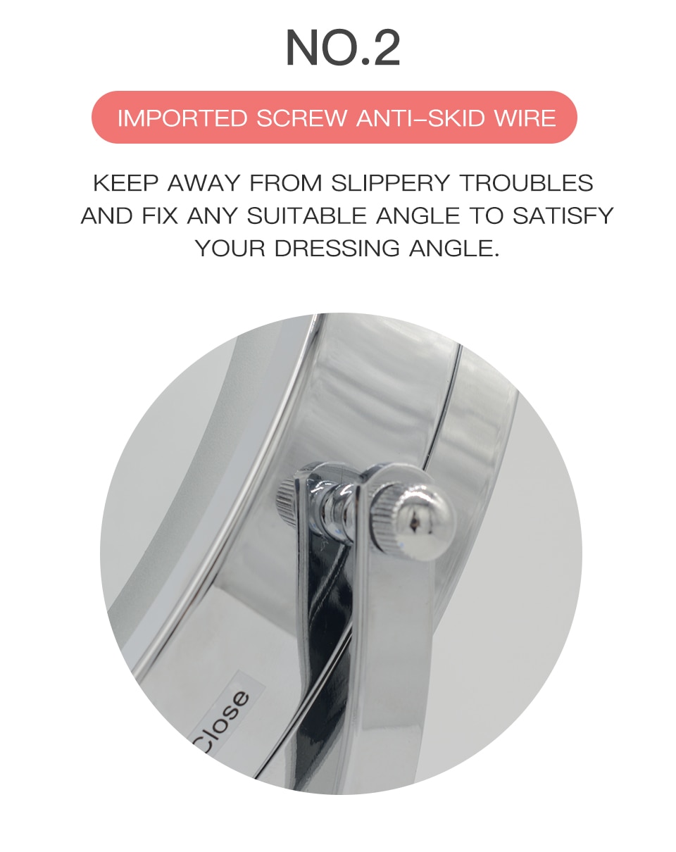 10X Magnifying Rotatable Double Sided Makeup Mirror with LED Light