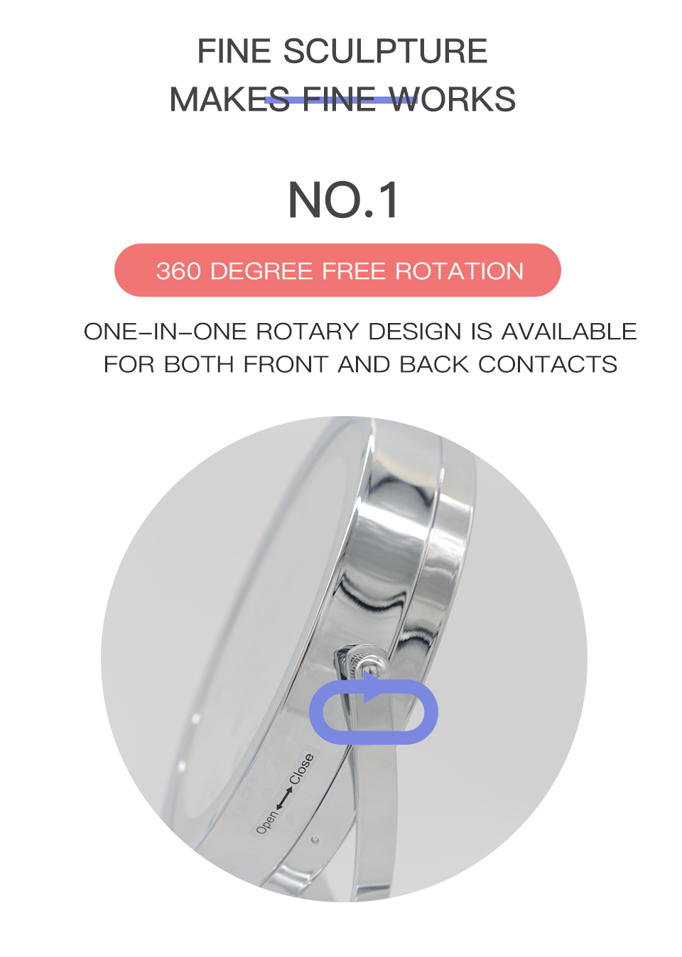 10X Magnifying Rotatable Double Sided Makeup Mirror with LED Light