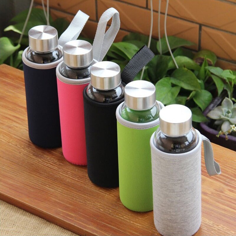 Glass Water Bottle with Stainless Steel Lid