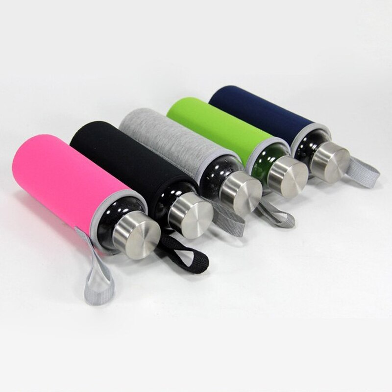 Glass Water Bottle with Stainless Steel Lid